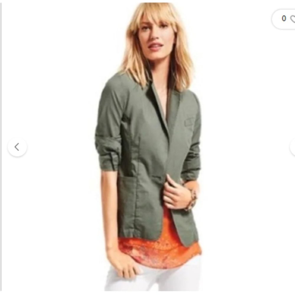 Cabi Women Small Olive Army Green Spring Lightweight Stretch Blazer Jacket - Picture 1 of 9